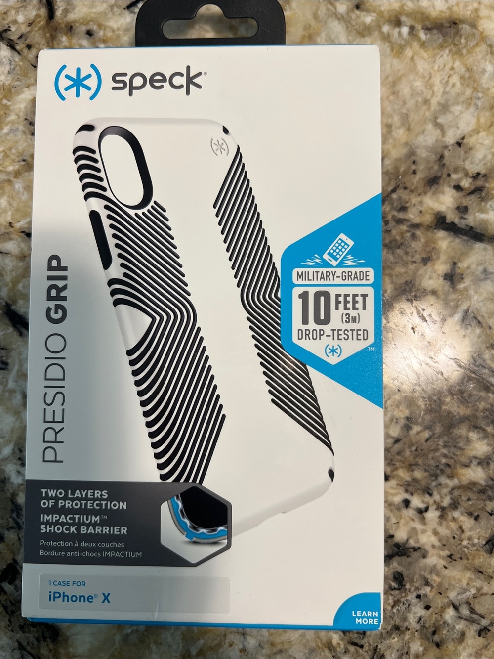 speck Presidio Grip Protective Case for iPhone X — White with Black Grip